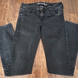 American Eagle Outfitters Women's Dark Gray Straight Leg Jeans